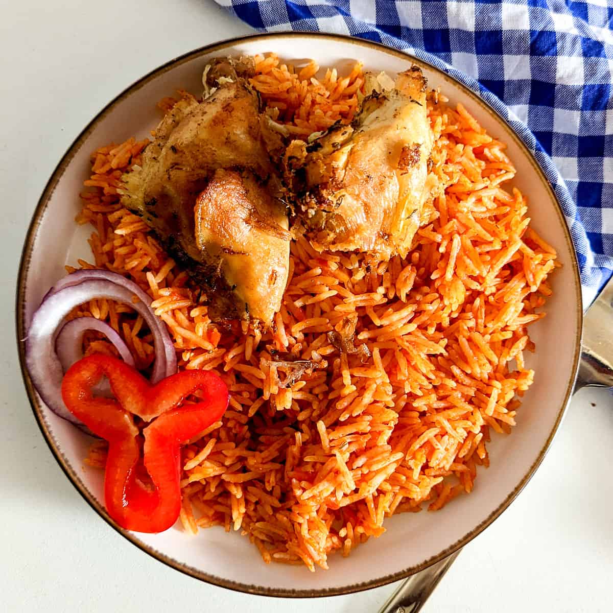 Nigerian Jollof rice and chicken