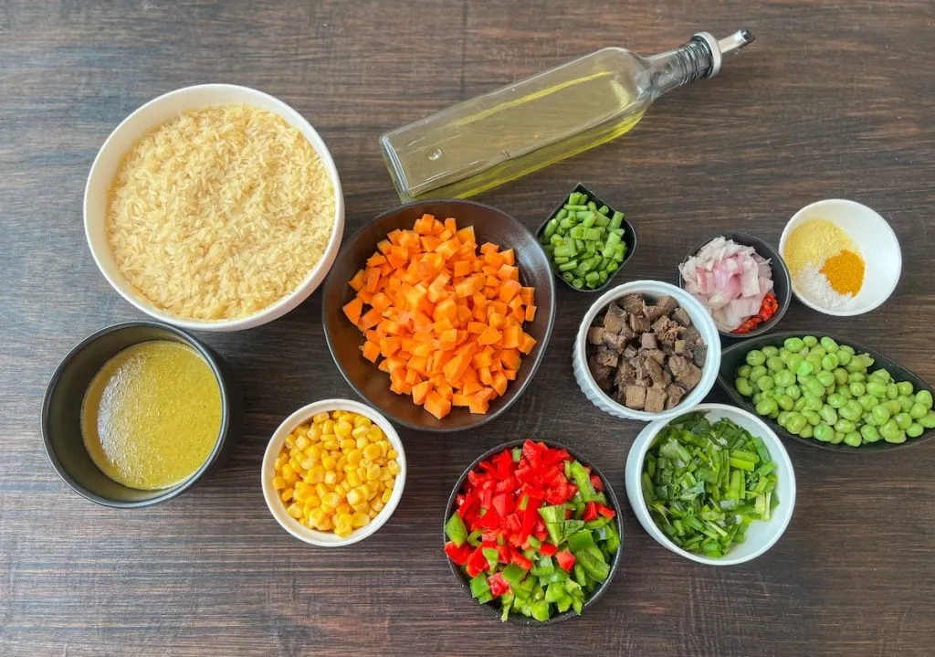 Ingredients for Fried Rice and Chicken